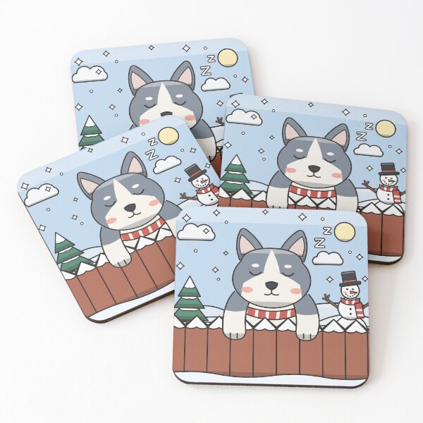 Item preview, Sleepy Husky Puppy in Snow, Cozy Winter Dog designed and sold by MHVectorArt.
