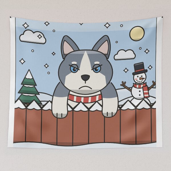 Item preview, Grumpy Husky Puppy in Snow, Funny Winter Dog designed and sold by MHVectorArt.