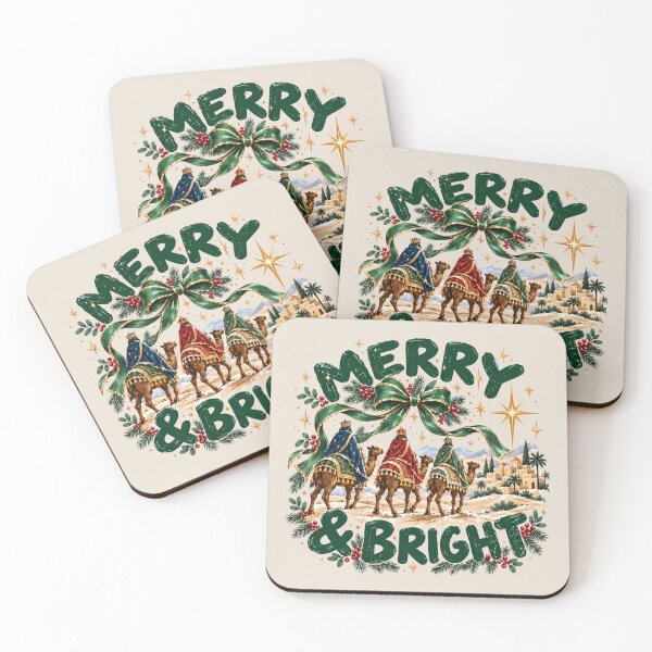 Item preview, Jesus Is Born Merry and Bright, Christmas Star of Bethlehem, Three Wise Men and Baby Jesus, Christian Nativity, Religious Holiday Faith designed and sold by Cchotlan.