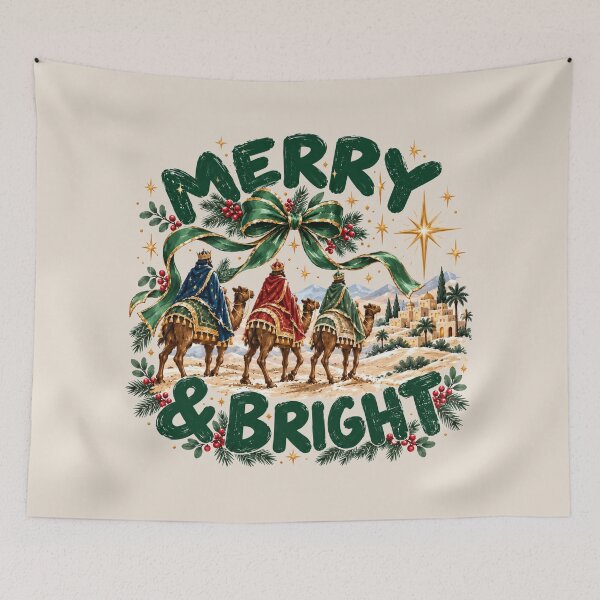 Item preview, Jesus Is Born Merry and Bright, Christmas Star of Bethlehem, Three Wise Men and Baby Jesus, Christian Nativity, Religious Holiday Faith designed and sold by Cchotlan.