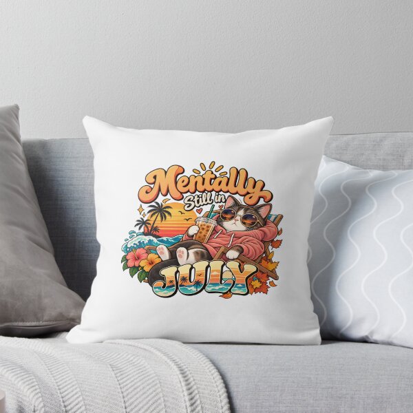 Item preview, Mentally Still In July Funny Retro Cat Iced Coffee Lover Fall Winter Humor designed and sold by salahekn.