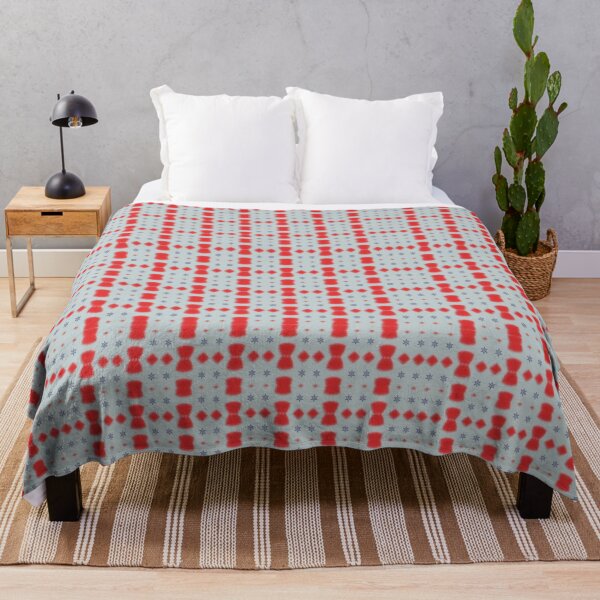 Item preview, Red Geometric Hourglass Pattern with Blue Snowflakes designed and sold by Alan-David.