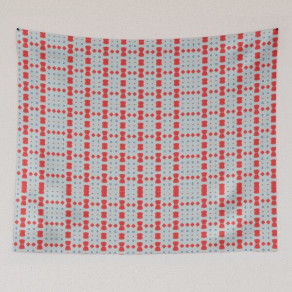 Item preview, Red Geometric Hourglass Pattern with Blue Snowflakes designed and sold by Alan-David.