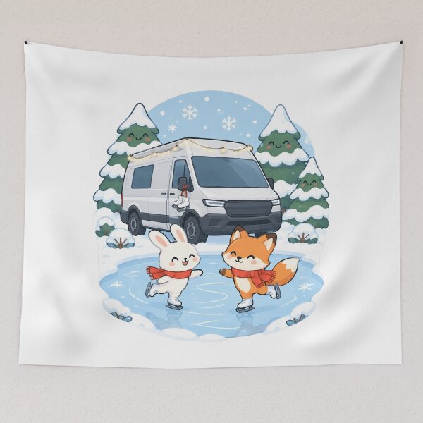 Item preview, Cute Christmas Camper Ice Skating Friends designed and sold by porchswings.