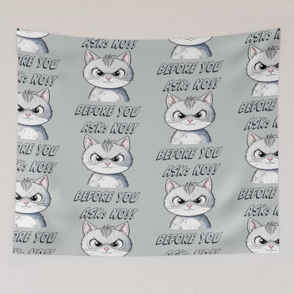 Item preview, Before you ask: NO! – The annoyed cat writes in dark blue designed and sold by LiskoDesign.