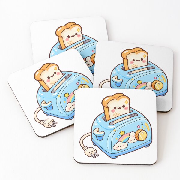 Item preview, Cute Kawaii Toaster with Smiling Toast | Pastel Breakfast Cartoon designed and sold by mumeaw.
