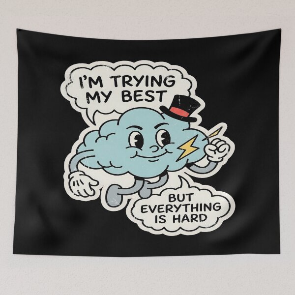 Item preview, Im Trying My Best But Everything Is Hard Funny Retro Cloud designed and sold by PozivoPlus.