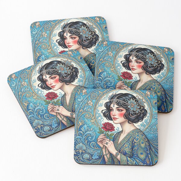 Item preview, Peacock-blue rose portrait designed and sold by Sigtrix.