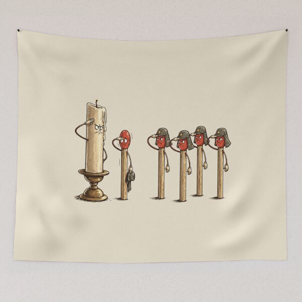 Item preview, Funny Candle and Matchstick Soldiers Salute Cartoon designed and sold by waikibi ⭐⭐⭐⭐.