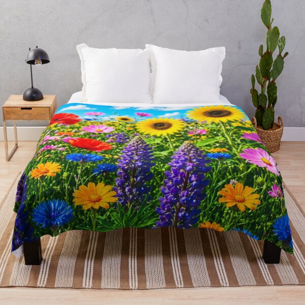 Item preview, Bright Summer Flower Field with Sunflowers Poppies and Lupines designed and sold by Nexus Space.