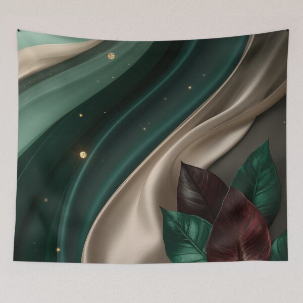 Item preview, Luxury Emerald Green Silk Waves Leaf Aesthetic designed and sold by LakLuxe studio .