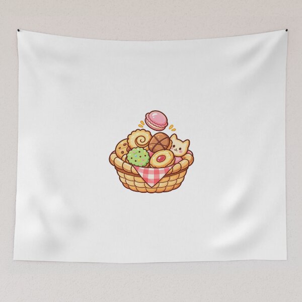 Item preview, Cute Kawaii Cookie Basket | Sweet Pastel Bakery Treats Cartoon designed and sold by mumeaw.