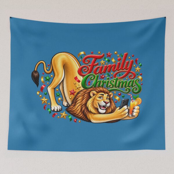 Item preview, Christmas Chill – Lion with Juice and Phone designed and sold by annenambiro.