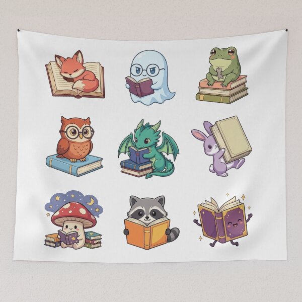 Item preview, Cozy Fantasy Reading Animals and Magical Creatures Icon designed and sold by mood-draftsman.