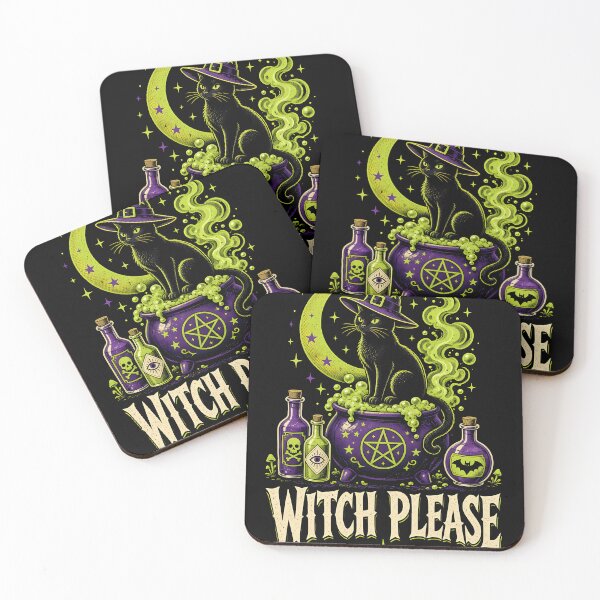 Item preview, Witch Please Black Cat Cauldron Retro Halloween Shirt designed and sold by Ember Lane Designs.