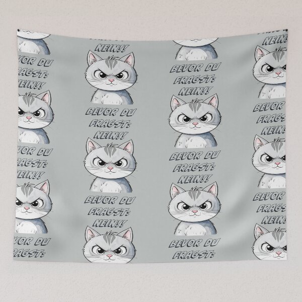 Item preview, Before you ask: NO! – The annoyed cat text in dark blue, German designed and sold by LiskoDesign.