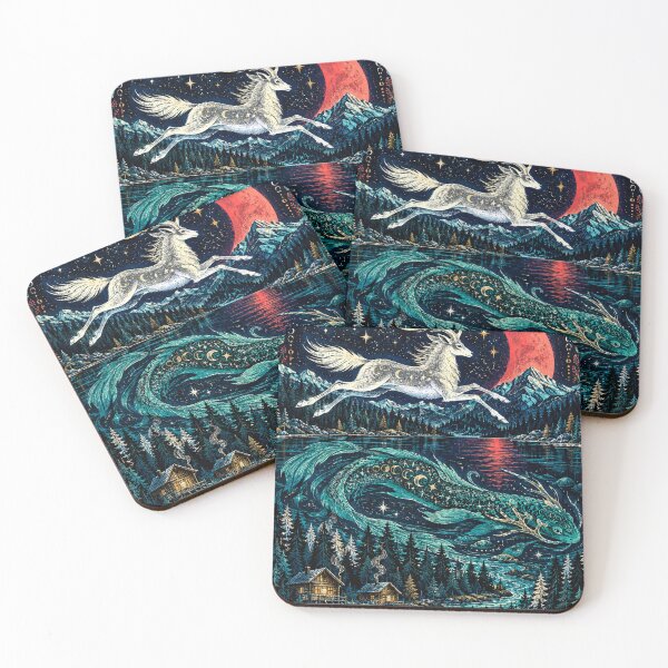 Item preview, Celestial Stag and Enchanted Moonlit Forest designed and sold by AbstractAuraArt.