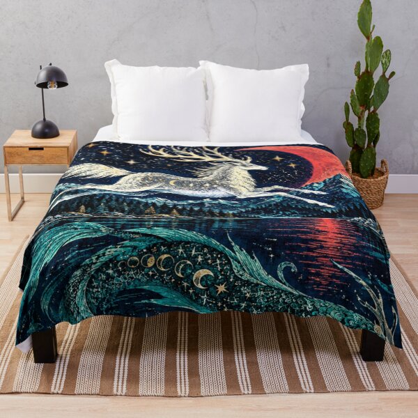 Item preview, Celestial Stag and Enchanted Moonlit Forest designed and sold by AbstractAuraArt.