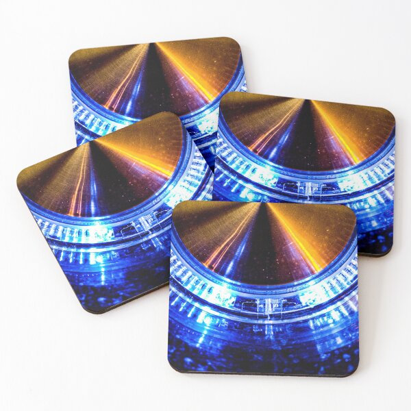 Item preview, Electric Blue and Gold – Futuristic Abstract Photography, Neon Geometric Art designed and sold by Visual Arts Dominika Cybuch.