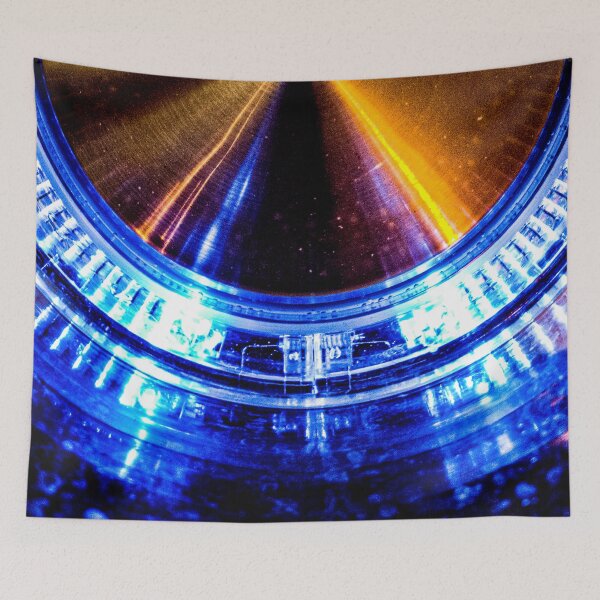 Item preview, Electric Blue and Gold – Futuristic Abstract Photography, Neon Geometric Art designed and sold by Visual Arts Dominika Cybuch.