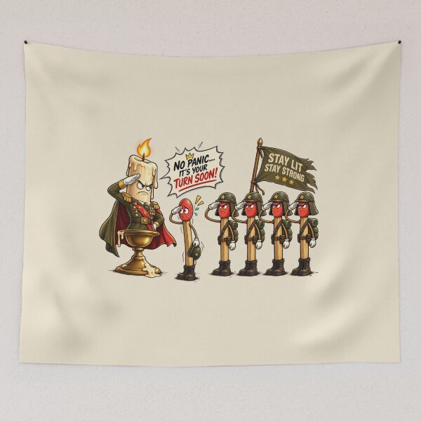 Item preview, Funny Candle and Matchstick Soldiers Salute Cartoon designed and sold by waikibi ⭐⭐⭐⭐.