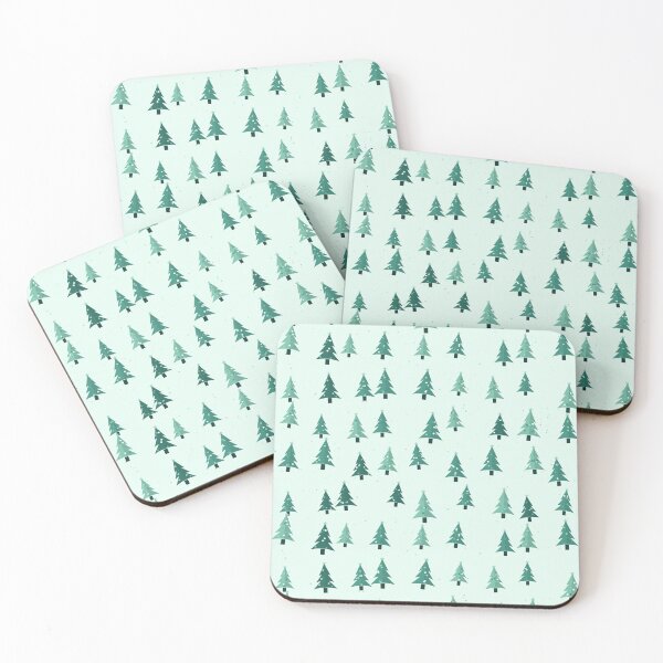 Item preview, Christmas Trees Print With Mint Christmas Tree In Cool Tones designed and sold by cute-animals99.