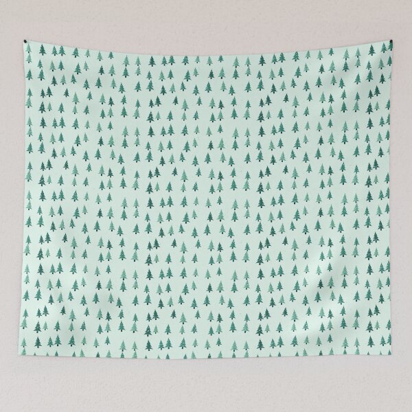 Item preview, Christmas Trees Print With Mint Christmas Tree In Cool Tones designed and sold by cute-animals99.