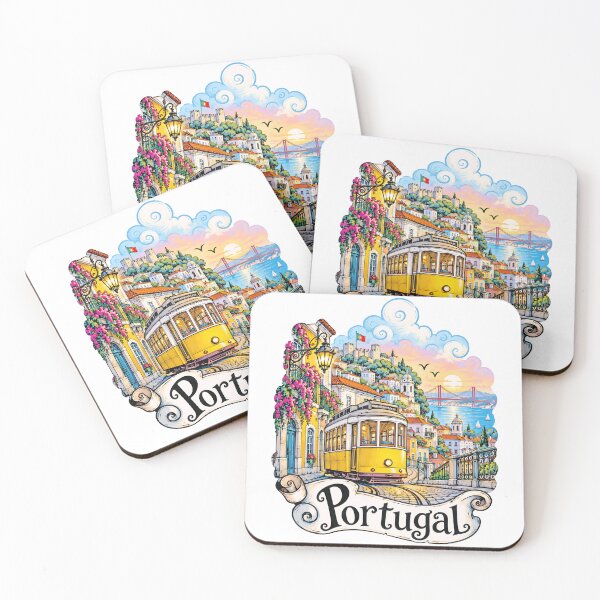 Item preview, Lisbon Yellow Tram Portugal Travel Illustration designed and sold by EdwinkOne.