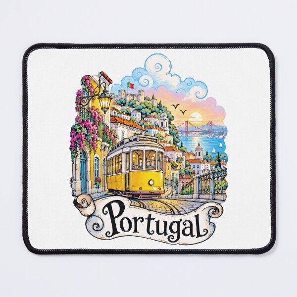 Item preview, Lisbon Yellow Tram Portugal Travel Illustration designed and sold by EdwinkOne.