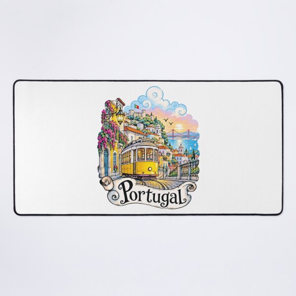 Item preview, Lisbon Yellow Tram Portugal Travel Illustration designed and sold by EdwinkOne.