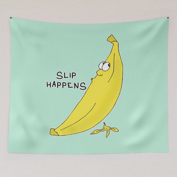 Item preview, Slip Happens | Funny Mischievous Banana Peel Visual Pun Sticker designed and sold by MyxaART.