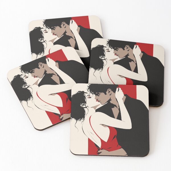 Item preview, Romantic Couple Art, Red Black and Cream Poster, Passionate Love Illustration, Modern Bedroom Decor, Anniversary Gift designed and sold by Studio pod Burom.