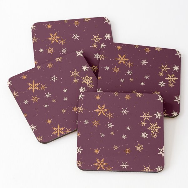 Item preview, Snowflakes Print With Plum Snowflake In Cosy Tones designed and sold by cute-animals99.