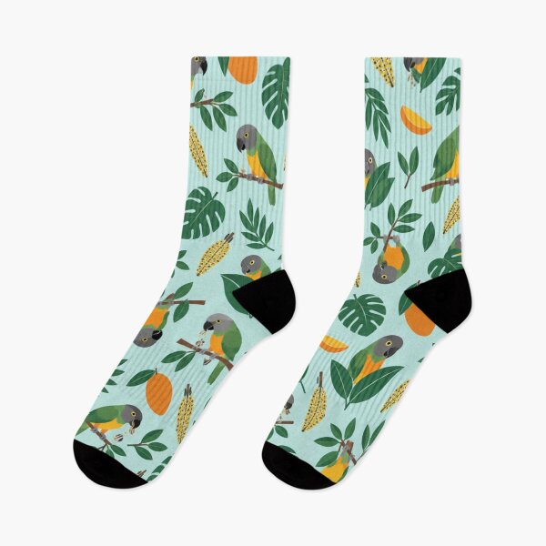 Item preview, Senegal Parrot Pattern | Grey, Green and Orange Parrots with Mango and Millet Sprays designed and sold by StickyGuys.