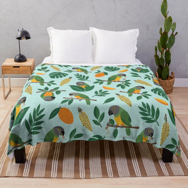 Item preview, Senegal Parrot Pattern | Grey, Green and Orange Parrots with Mango and Millet Sprays designed and sold by StickyGuys.