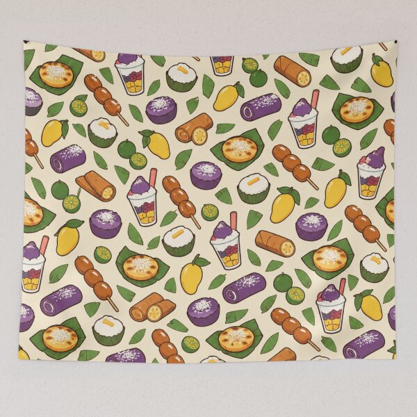 Item preview, Filipino Snack Pattern | Ube, Halo Halo, Turon, Bibingka and Banana Cue Merienda designed and sold by StickyGuys.