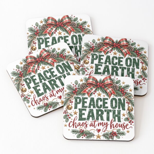 Item preview, Peace on Earth But Chaos in This House, Funny Sarcastic Christmas Quote, Retro Distressed Holiday Humor, Cozy Bookish Xmas Aesthetic designed and sold by Cchotlan.