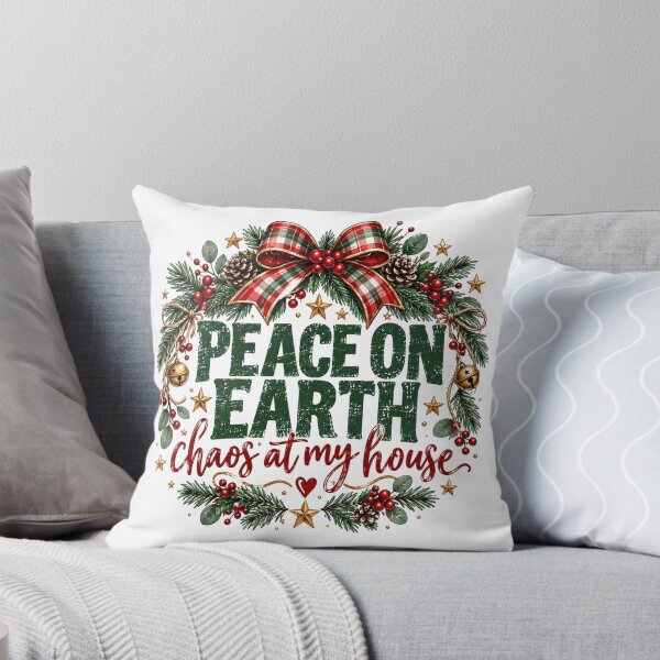 Item preview, Peace on Earth But Chaos in This House, Funny Sarcastic Christmas Quote, Retro Distressed Holiday Humor, Cozy Bookish Xmas Aesthetic designed and sold by Cchotlan.