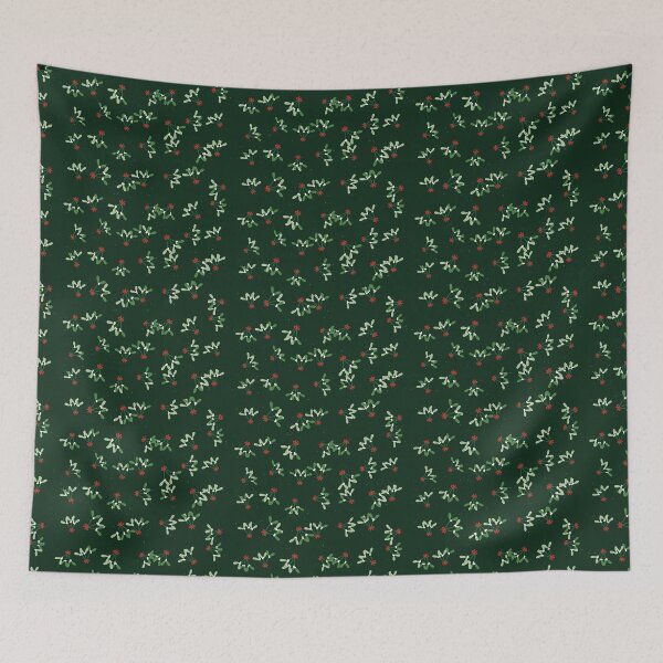 Item preview, Mistletoe Design In Berry Red, A Cosy Mistletoe Pattern designed and sold by cute-animals99.