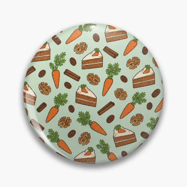 Item preview, Carrot Cake Retro Food Pattern | Cream Cheese Frosted Cake Slices, Carrots, Walnuts and Cinnamon designed and sold by StickyGuys.