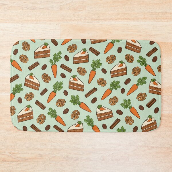 Item preview, Carrot Cake Retro Food Pattern | Cream Cheese Frosted Cake Slices, Carrots, Walnuts and Cinnamon designed and sold by StickyGuys.