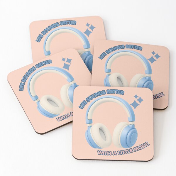 Item preview, Life Sounds Better with Music | Cute Peach Headphones designed and sold by Ankmp Artevo.