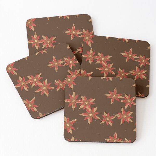 Item preview, Poinsettia Print With Gingerbread Brown Poinsettia In Warm Tones designed and sold by cute-animals99.