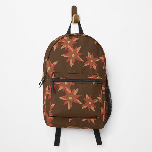 Item preview, Poinsettia Print With Gingerbread Brown Poinsettia In Warm Tones designed and sold by cute-animals99.