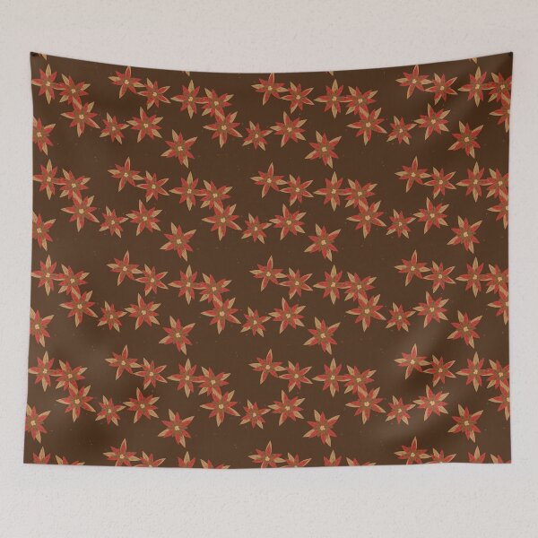 Item preview, Poinsettia Print With Gingerbread Brown Poinsettia In Warm Tones designed and sold by cute-animals99.