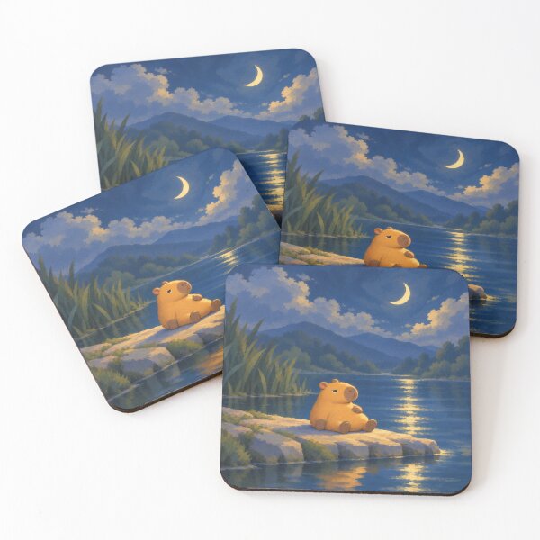 Item preview, My Evening Plans Are Water — Capybara by the Moonlit Lake designed and sold by LazyPaw Design.