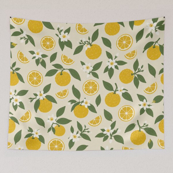 Item preview, Yuzu Pattern | Japanese Citrus Fruit and Blossoms Botanical Scatter designed and sold by StickyGuys.