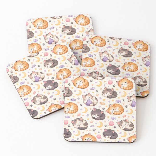 Item preview, Kawaii Sleeping Kittens Yarn Balls Pastel Seamless Pattern designed and sold by Shivora Studio.