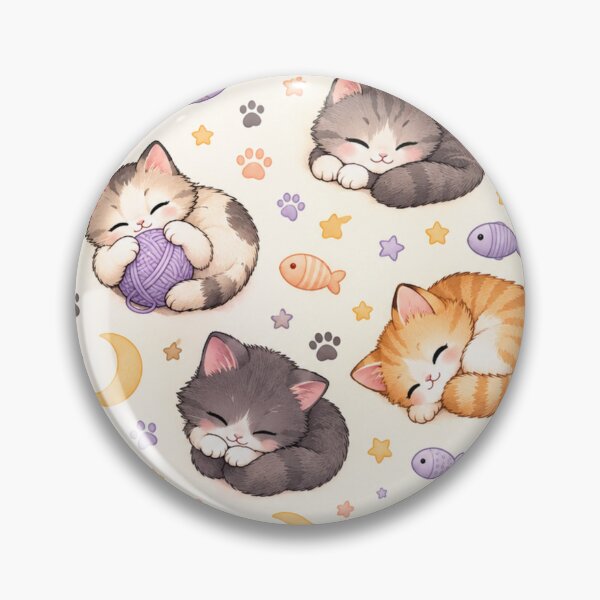 Item preview, Kawaii Sleeping Kittens Yarn Balls Pastel Seamless Pattern designed and sold by ShivCraft Studio.