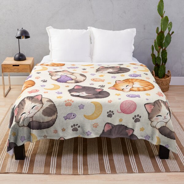 Item preview, Kawaii Sleeping Kittens Yarn Balls Pastel Seamless Pattern designed and sold by Shivora Studio.